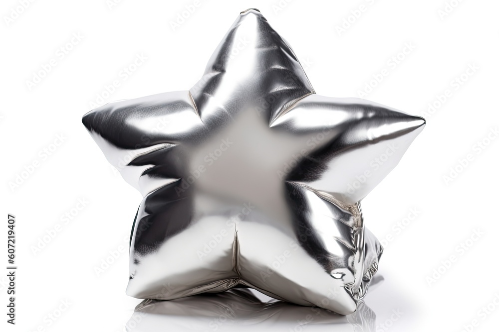 silver star shaped pillow on a white floor Generative AI