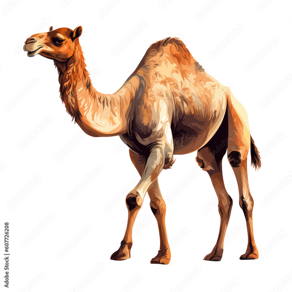 Cartoon camel on a transparant background, PNG, Generative Ai