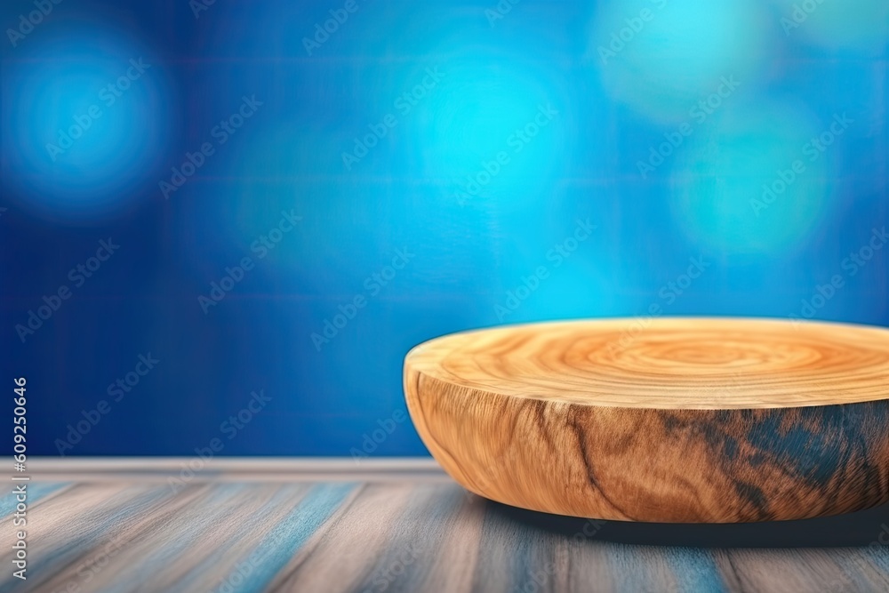 rustic wooden bowl resting on a wooden table Generative AI