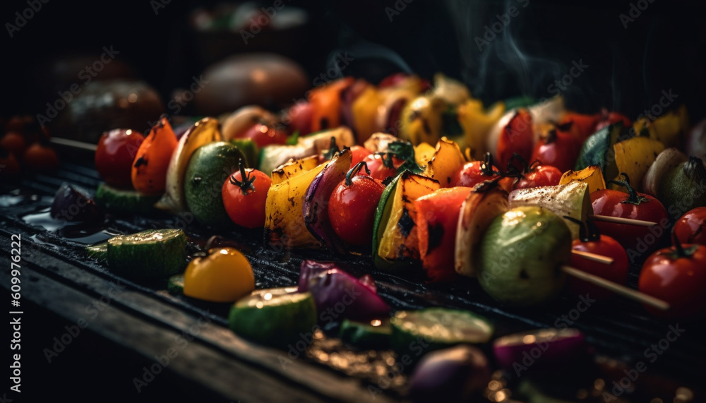 Grilled vegetable skewers healthy, fresh, and gourmet summer appetizer generated by AI