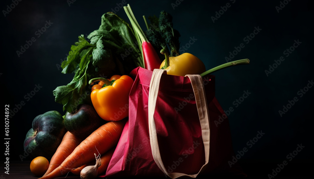 Healthy groceries fresh vegetables and fruits for a vegetarian diet generated by AI