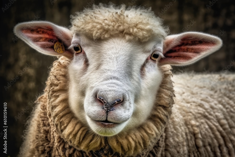 curious sheep staring directly at the viewer Generative AI
