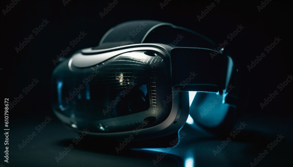Futuristic headset for virtual reality simulator in modern electronics industry generated by AI