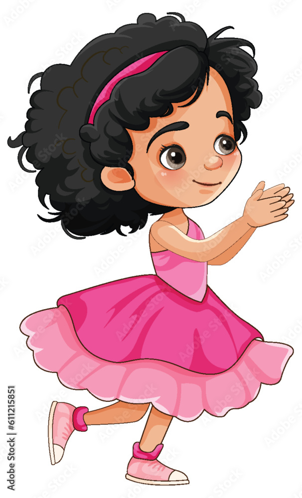 Little Girl in Beautiful Dress Vector
