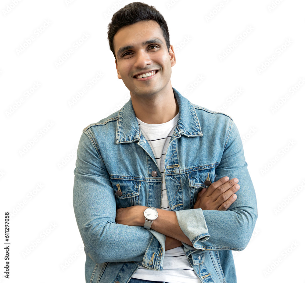 Portrait young Asian Indian business man in modern office looking at camera isolated white backgroun