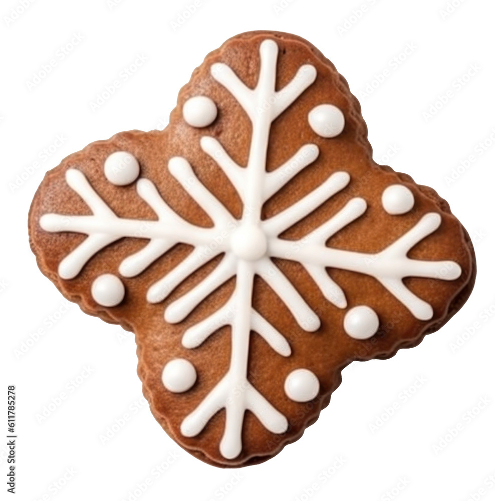 Gingerbread cookie isolated. Illustration AI Generative.