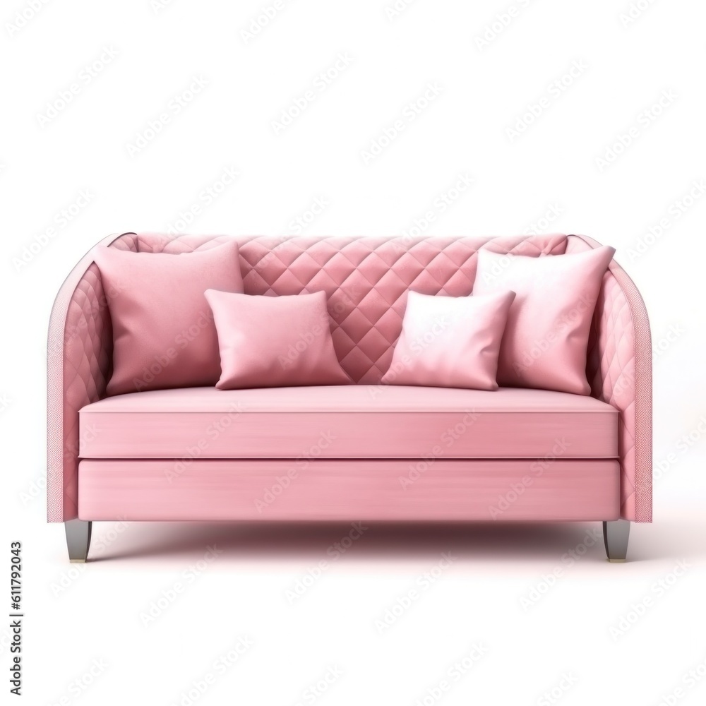 Pink sofa isolated. Illustration AI Generative.