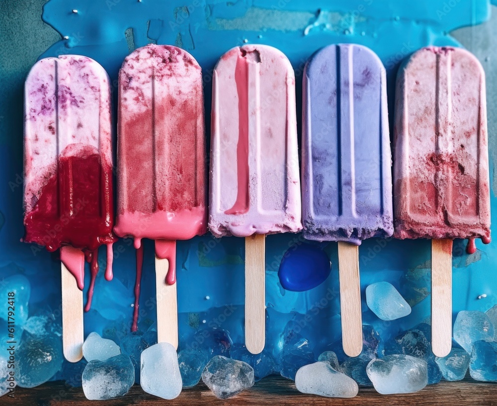 Summer ice cream background. Illustration AI Generative.