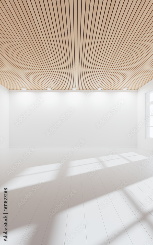 Empty room with light comes in, 3d rendering.