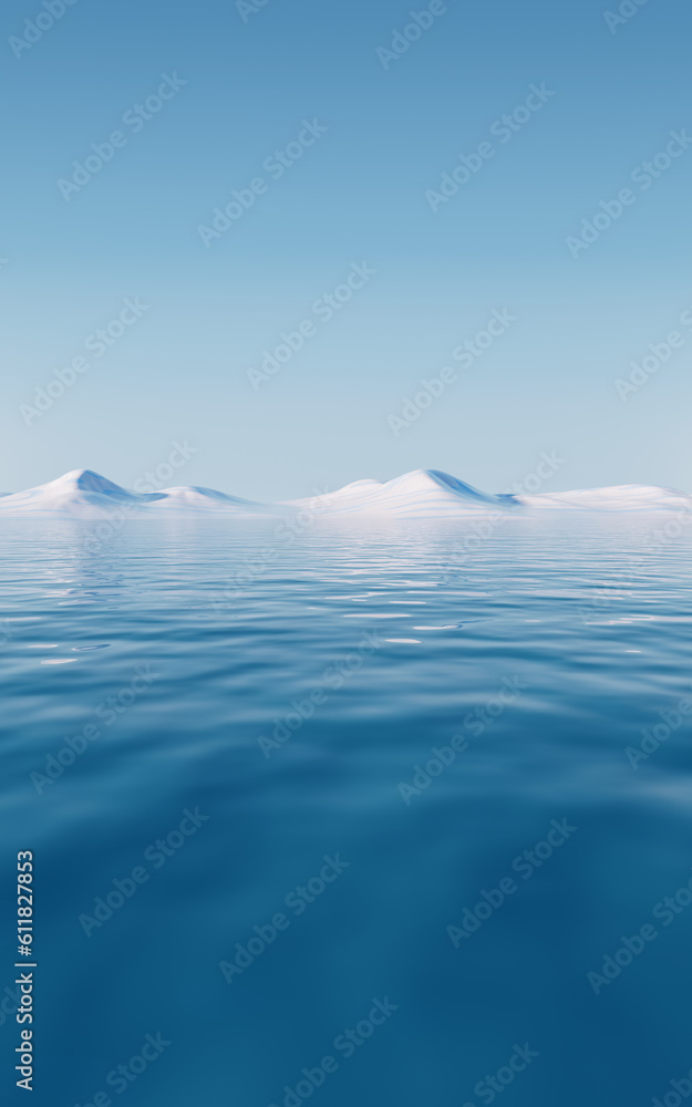 Lake and water surface background, 3d rendering.