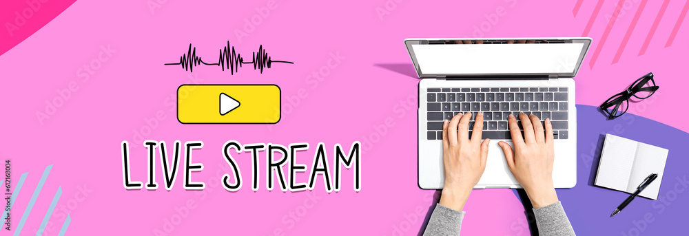 Live stream with person using a laptop computer