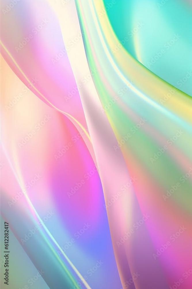 Iridescent chrome wavy gradient soft fabric texture abstract background. Created with Generative AI 