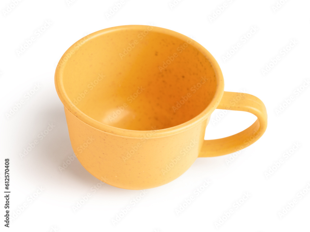 Orange cup isolated on white background. Childrens Day celebration