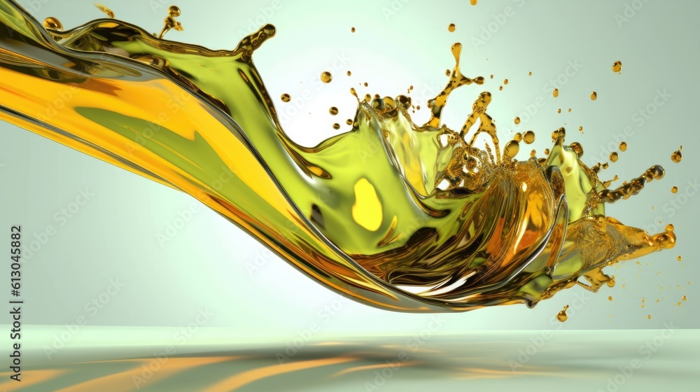 Olive or engine oil wave splashing. Generative AI