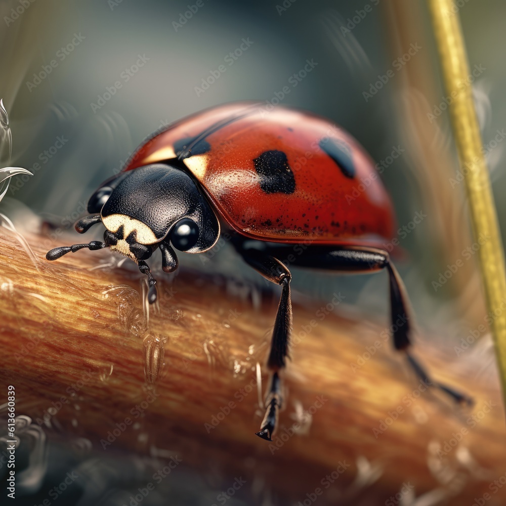 Close-up of ladybug on twig, Nature, flora and fauna.