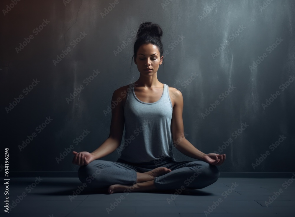 Woman Yoga. Illustration AI Generative.