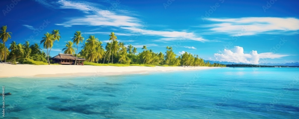 Paradise beach natural background. Illustration AI Generative.