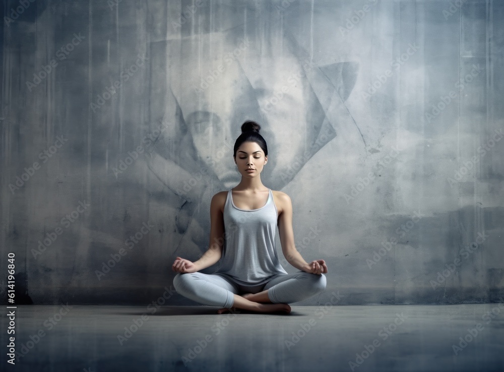 Woman Yoga. Illustration AI Generative.