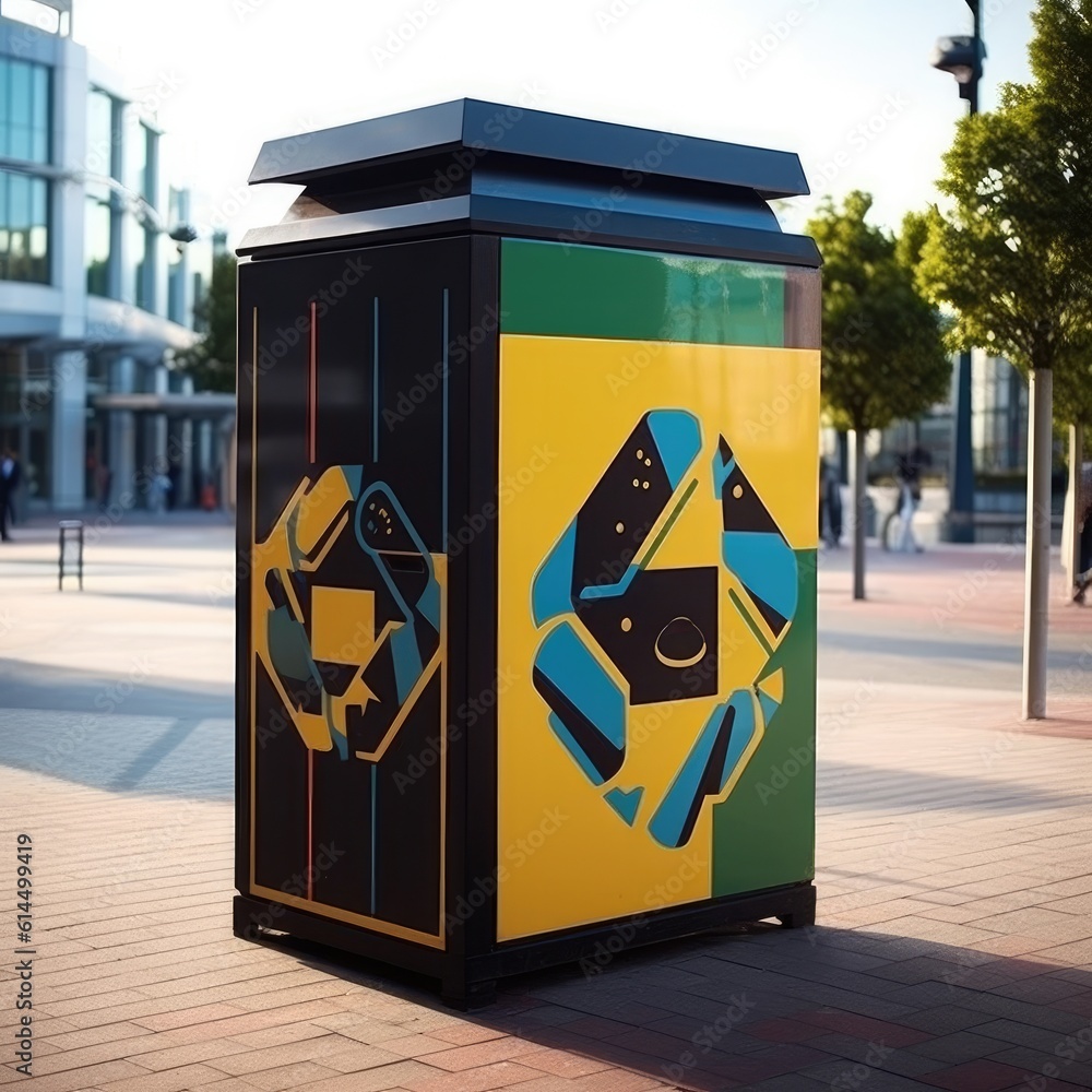 Garbage bins for waste collection and sorting, Waste recycling concept.