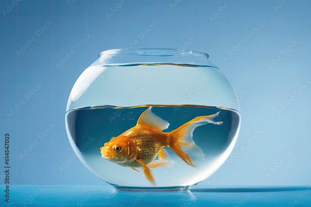Goldfish Swimming in a Glass Bowl. Generative AI