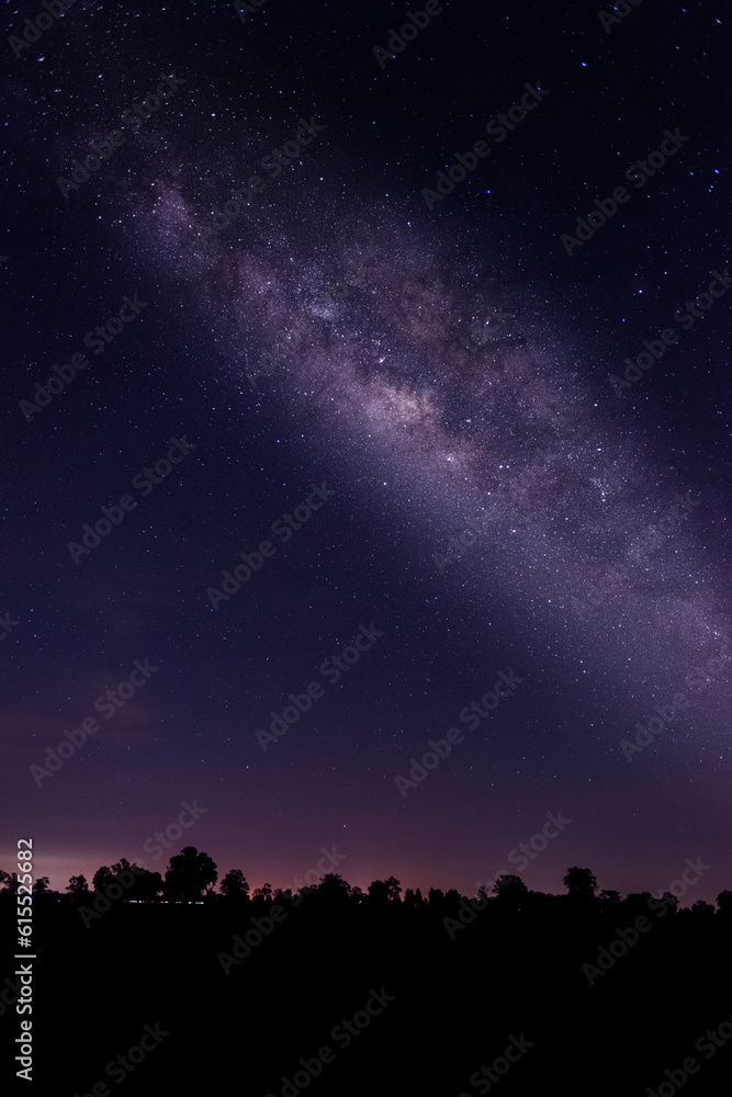 Blue night , milky way sky and stars on a dark background,starry universe, nebula and galaxies with 