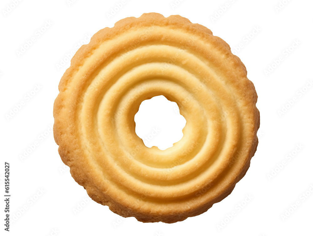 Butter ring biscuit isolated on transparent or white background, png