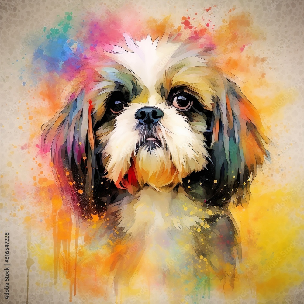 Portrait of very funny Shi Tzu dog magnificent
