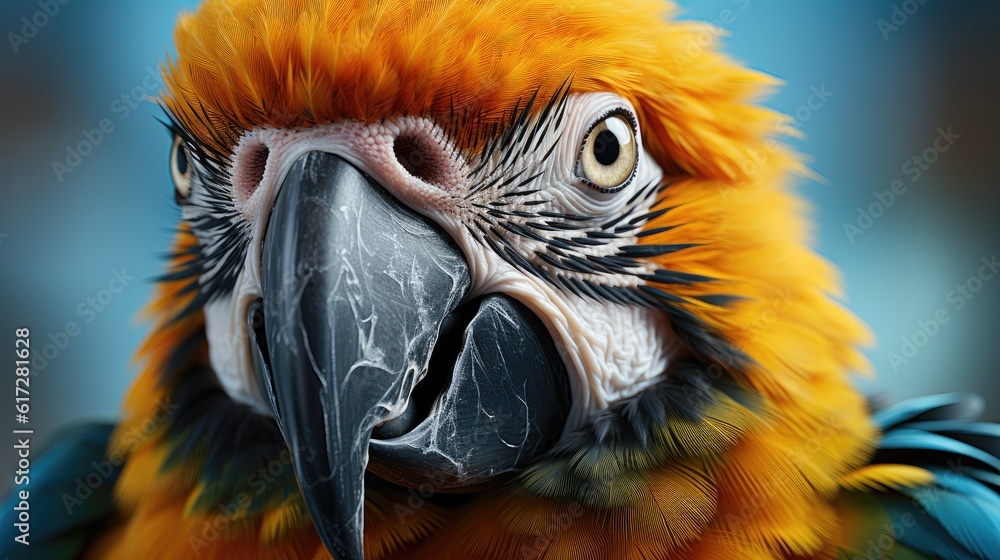 Colorful Macaw Parrot, Portrait Blue-yellow macaw parrot.