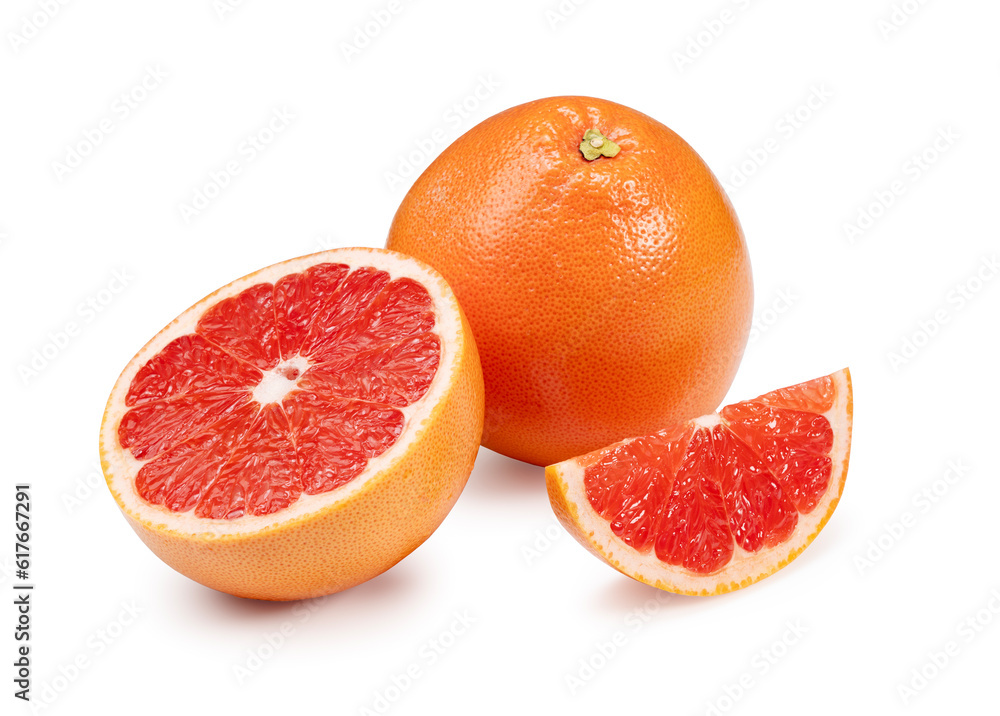 Grapefruit placed against a white background.