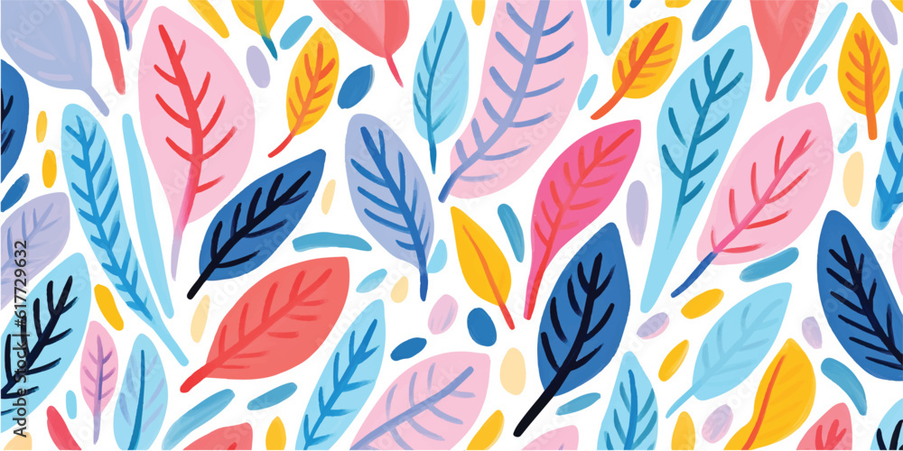 Abstract seamless colorful floral pattern flowers and leaves 