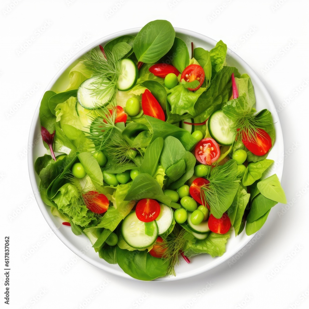 Green vegan salad isolated. Illustration AI Generative.
