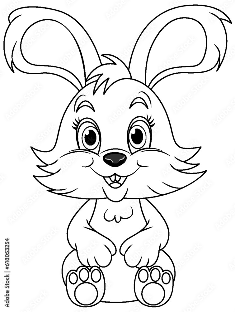 Coloring Page Outline of Cute Rabbit
