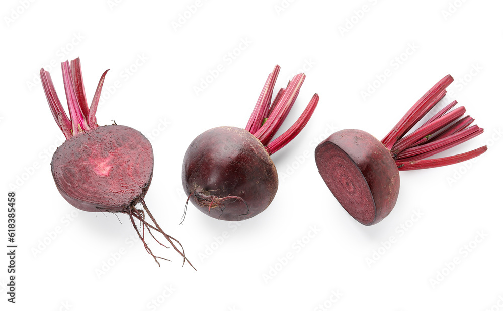 Fresh beets on white background