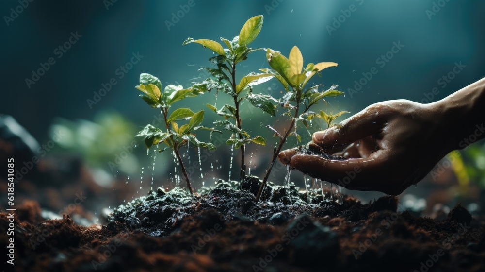 Hand planting trees increases oxygen and helps reduce global warming, Save world save life and Plant