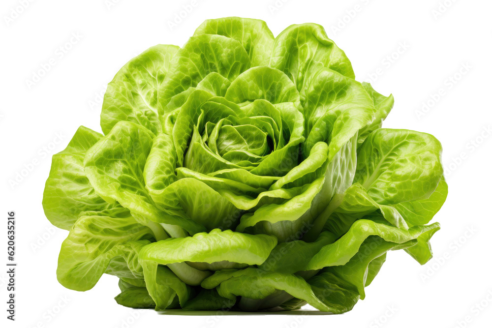 Green butter lettuce separated on a transparent background.