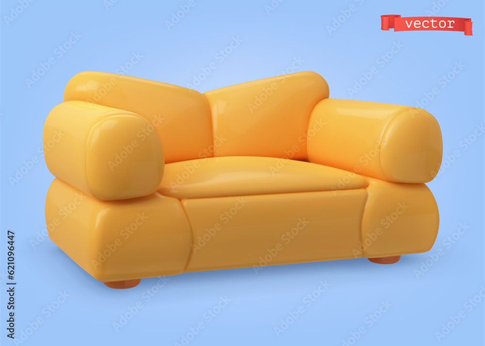 Sofa 3d cartoon vector icon