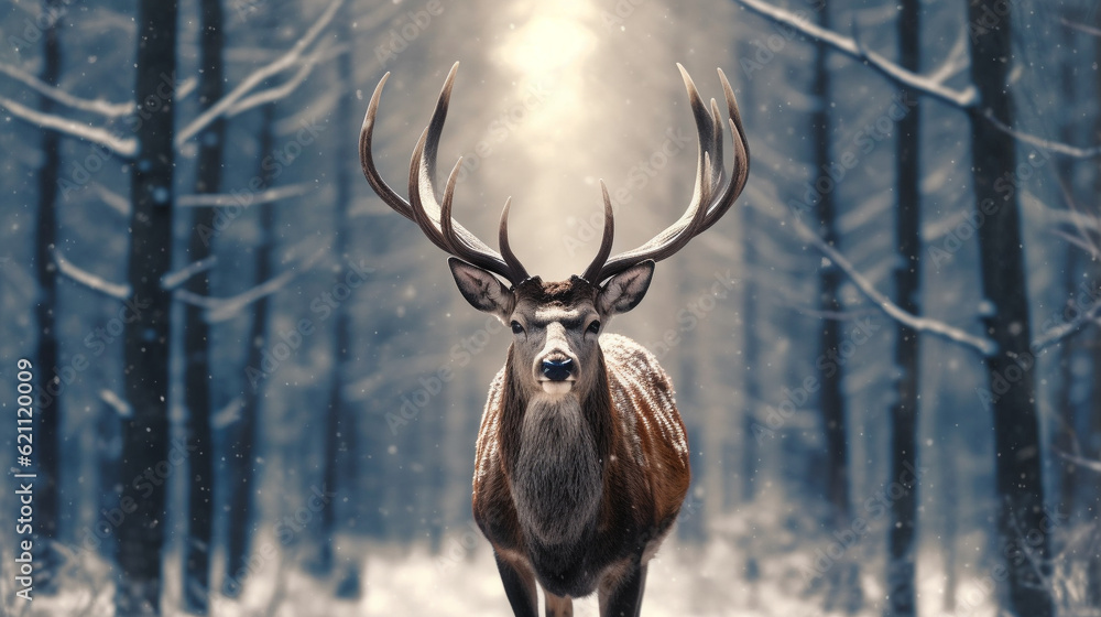 deer in the forest HD 8K wallpaper Stock Photographic Image