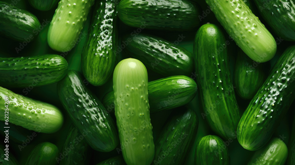 Green cucumbers background
