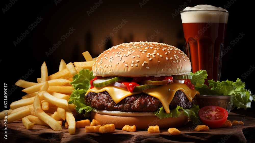 hamburger and cola  HD 8K wallpaper Stock Photographic Image