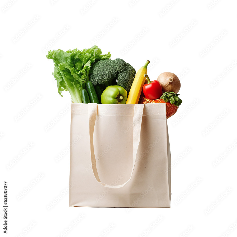 reusable bag with groceries