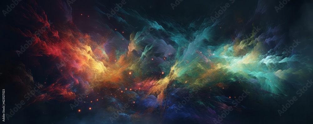 background with space, Colorful Nebula with Light Particles, Soft Edges, and Atmospheric Effects, In