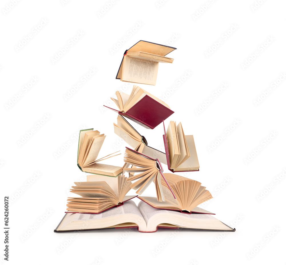composition of books on white background 2