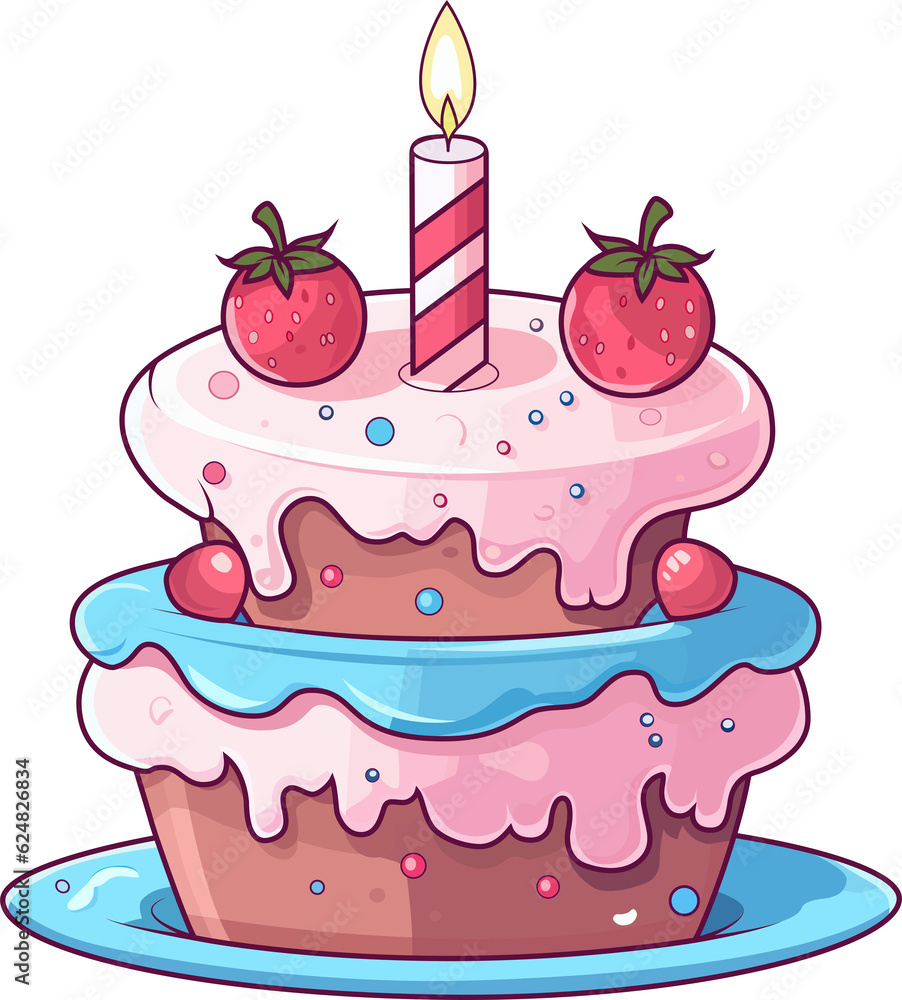 Birthday Cake Vector Illustration.