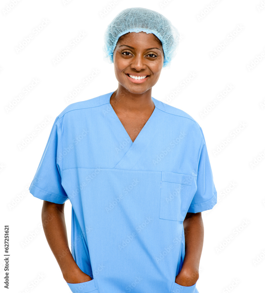 Studio, nurse and Indian woman in health care in white background for medicine, clinic or hospital. 