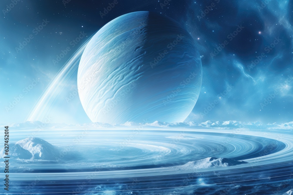 Planets and galaxy, science fiction wallpaper. Beauty of deep space. a giant planet wrapped in Satur