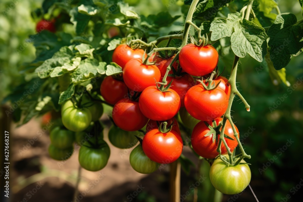 Red tomatoes agriculture harvesting. Generative AI
