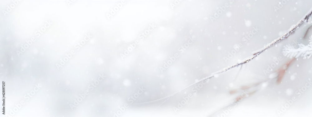 White beaytiful winter Christmas blurres background. Winter atmospheric natural landscape with frost