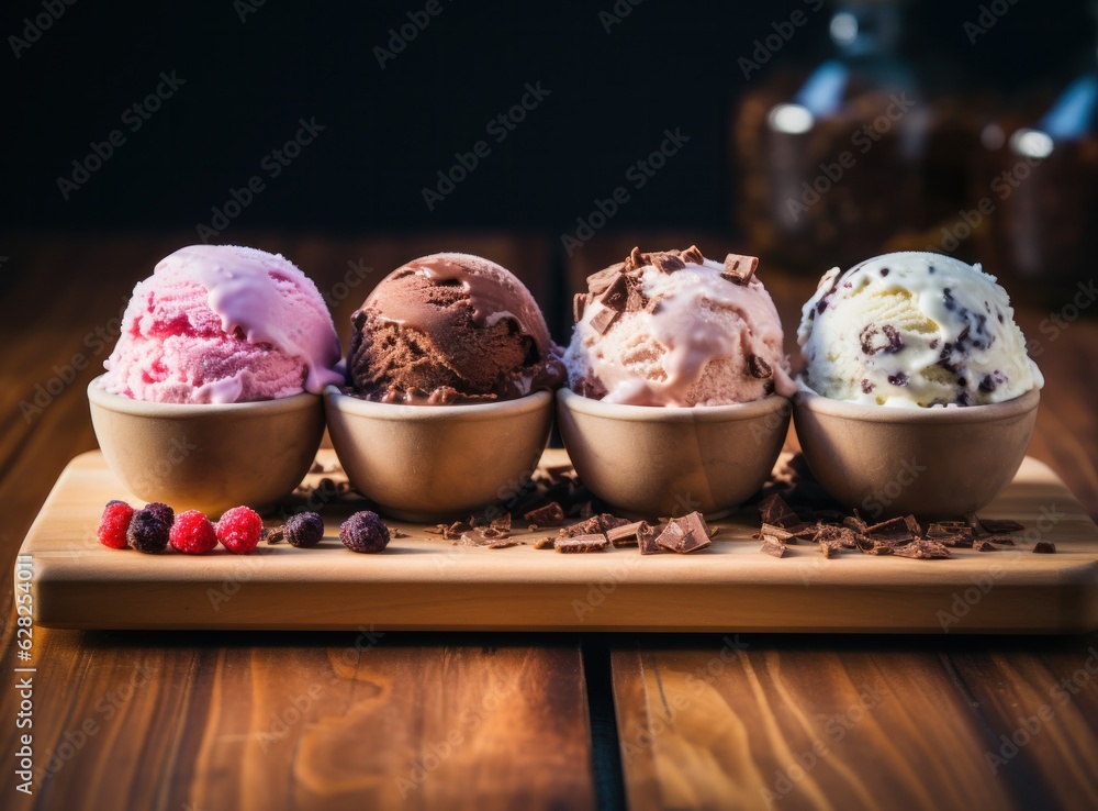 ice cream cones with mixed flavors