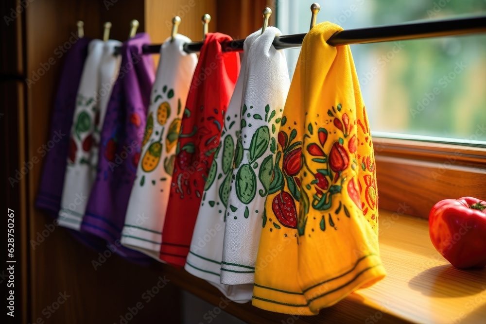 Collection of natural kitchen towels..