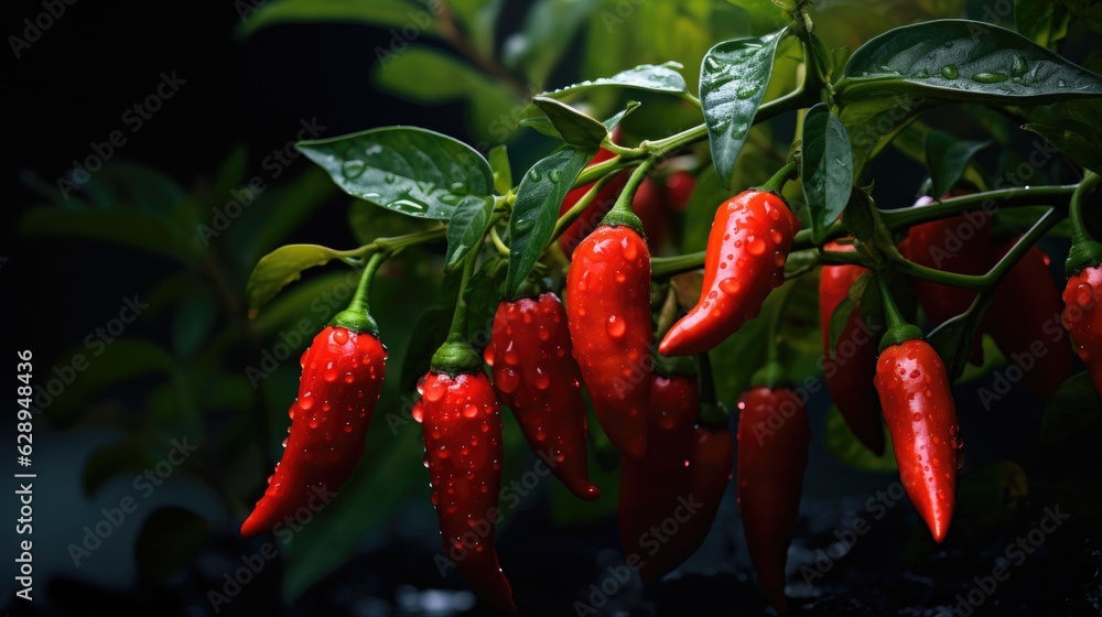 Red chili pepper agriculture harvesting. Generative AI